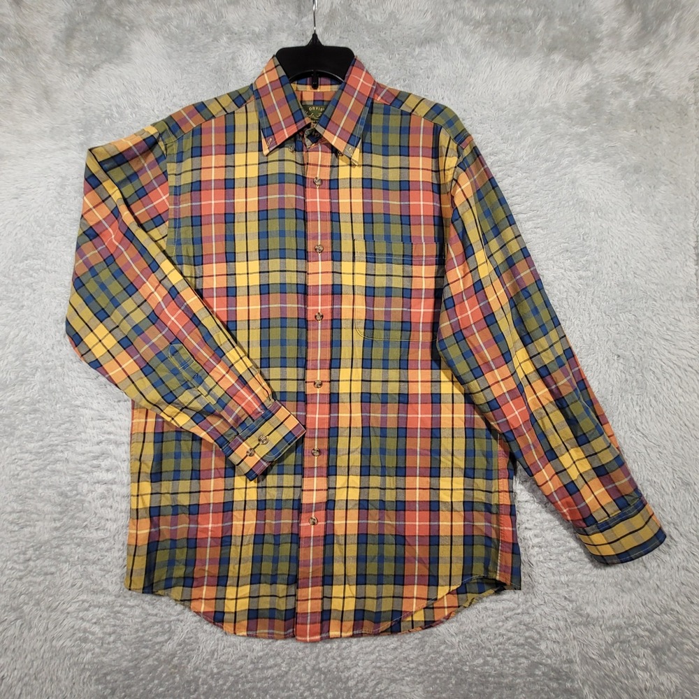 Orvis Button Down Shirt Mens Large Multi Color Plaid Signature Collection